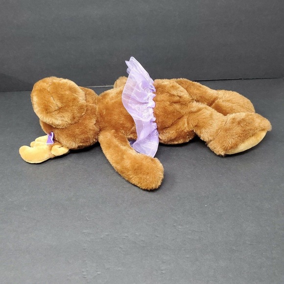 The Petting Zoo Moose Maine 17" Plush Stuffed Animal Purple Tutu Bow Brown Local - Picture 3 of 8